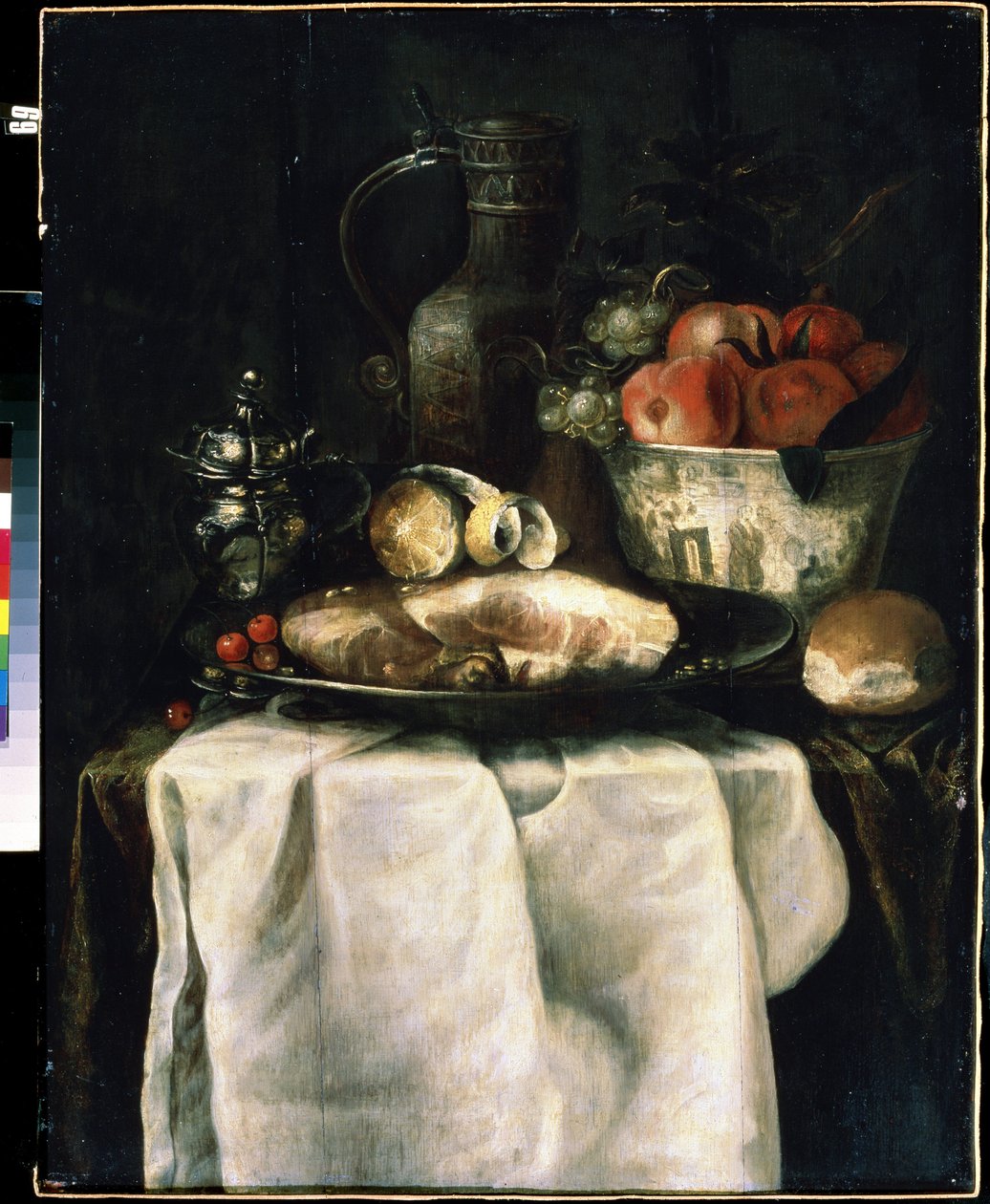 Petit dejeuner avec jambon（火腿早餐）。亚历山大-库斯曼斯（1627-1689 年）的绘画作品 作者 亚历山大·库斯曼斯