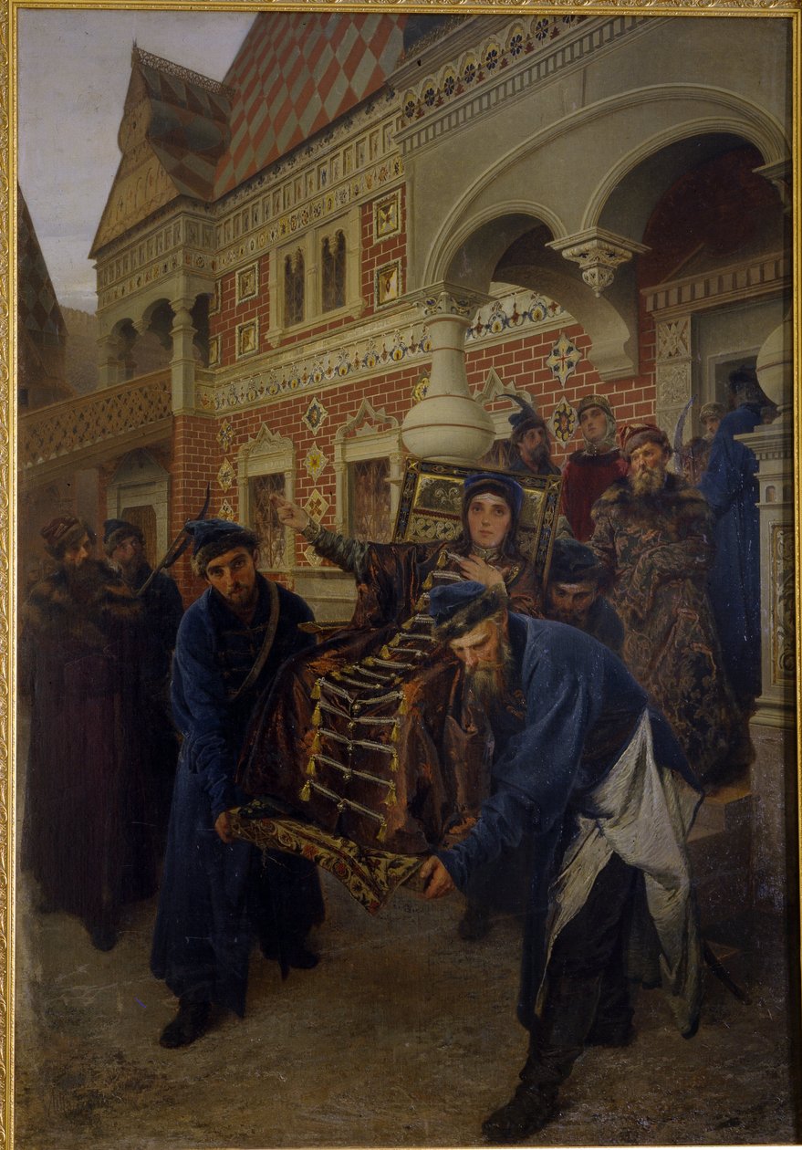 莫罗佐娃（Boyarynya Morozova）。费奥多西娅-普罗科菲耶夫娜-莫罗佐娃（1632-1675 年）是旧信徒仪式的狂热支持者，她以狄奥多拉之名发愿修道。在她被捕时，支持旧信徒仪式的人对她的描述是 作者 亚历山大·迪米特里耶维奇·利托夫琴科