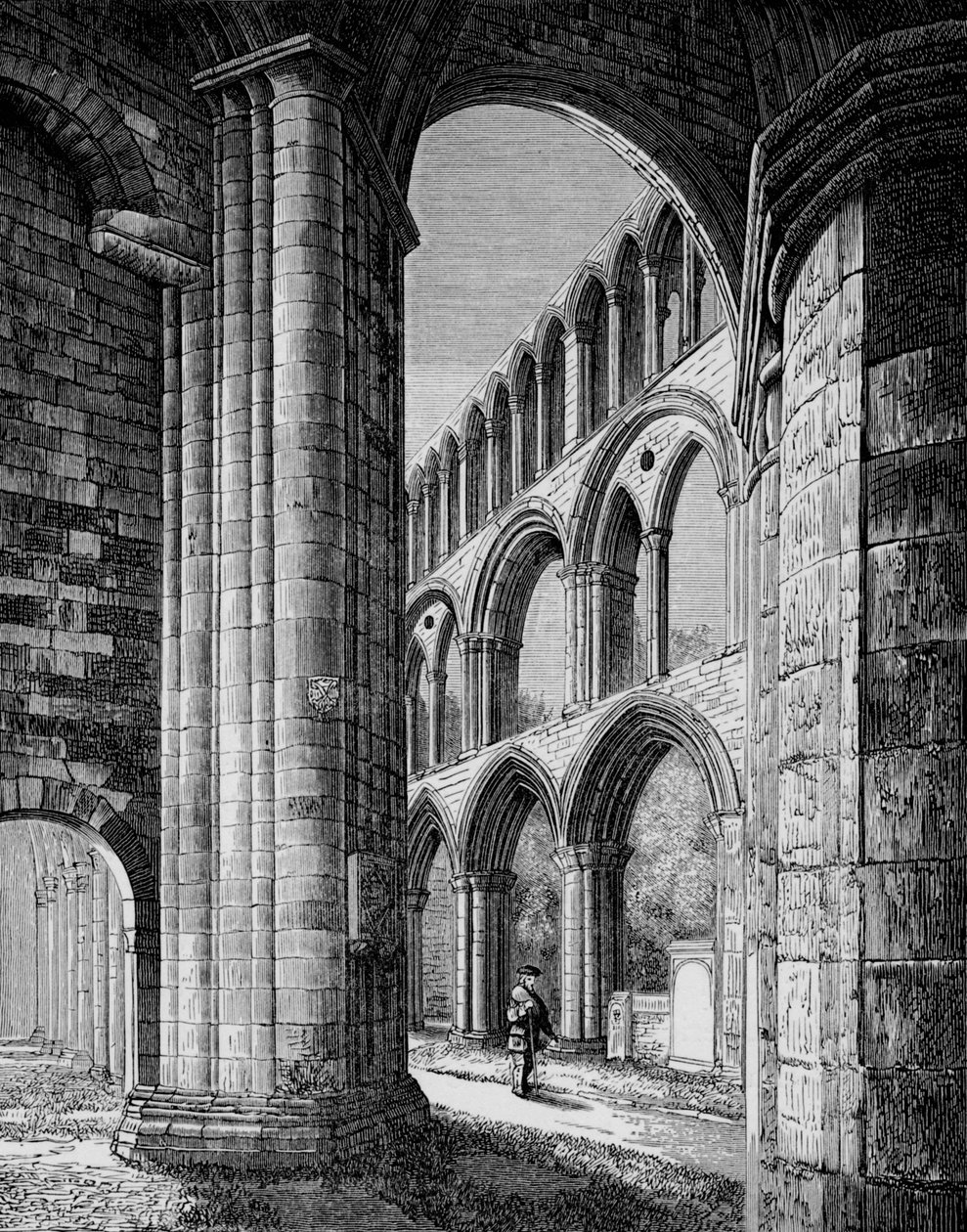 教堂中殿，来自Jedburgh Abbey，South Aisle，c1880,1897年 作者 亚历山大·弗朗西斯·莱登