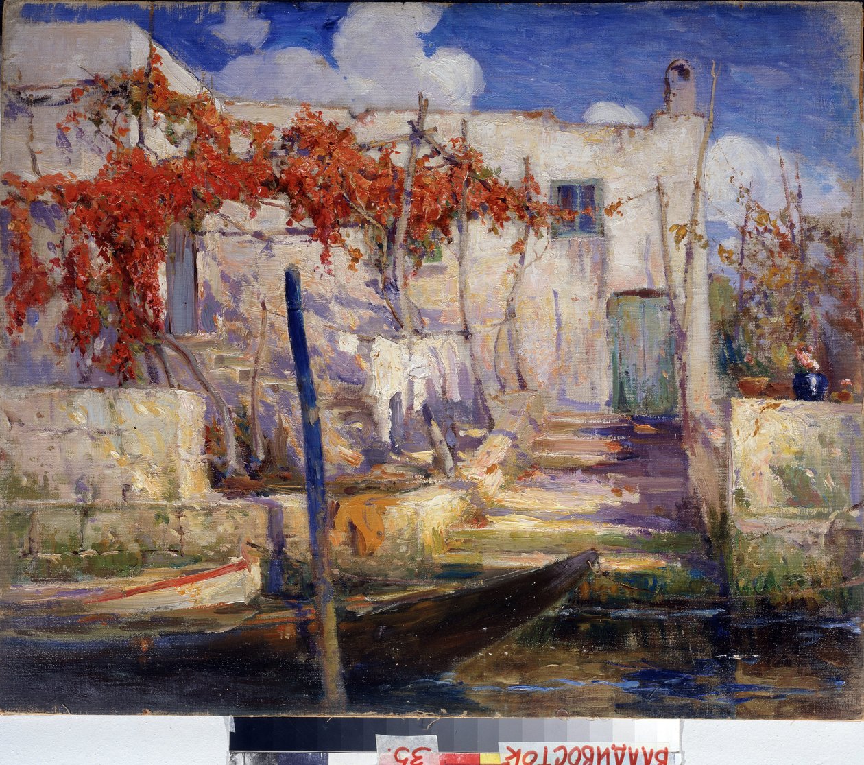 风景在南方。亚历山大-费奥多罗维奇-高什（1873-1947 年）的画作，布面油画，俄罗斯艺术，20 世纪初。俄罗斯符拉迪沃斯托克普里莫尔斯克国家美术馆。 作者 亚历山大·高什