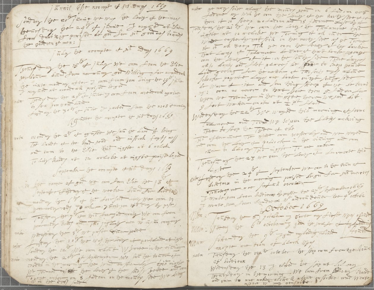 Alexander Gilespie杂志，1669年 作者 亚历山大·吉莱斯皮
