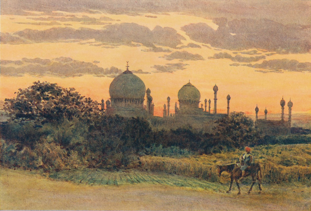 易卜拉欣·罗莎（Ibrahim Roza）背后的日落，比雅普尔（bijapur），c1880年1905年。 作者 亚历山大·亨利·哈勒姆·默里