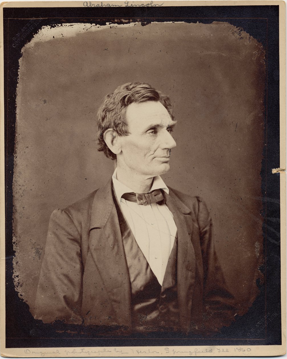 亚伯拉罕·林肯（1809-65），美国第16任总统，照片由Alexander Hesler拍摄，1860年（蛋白照片） 作者 亚历山大·赫斯勒