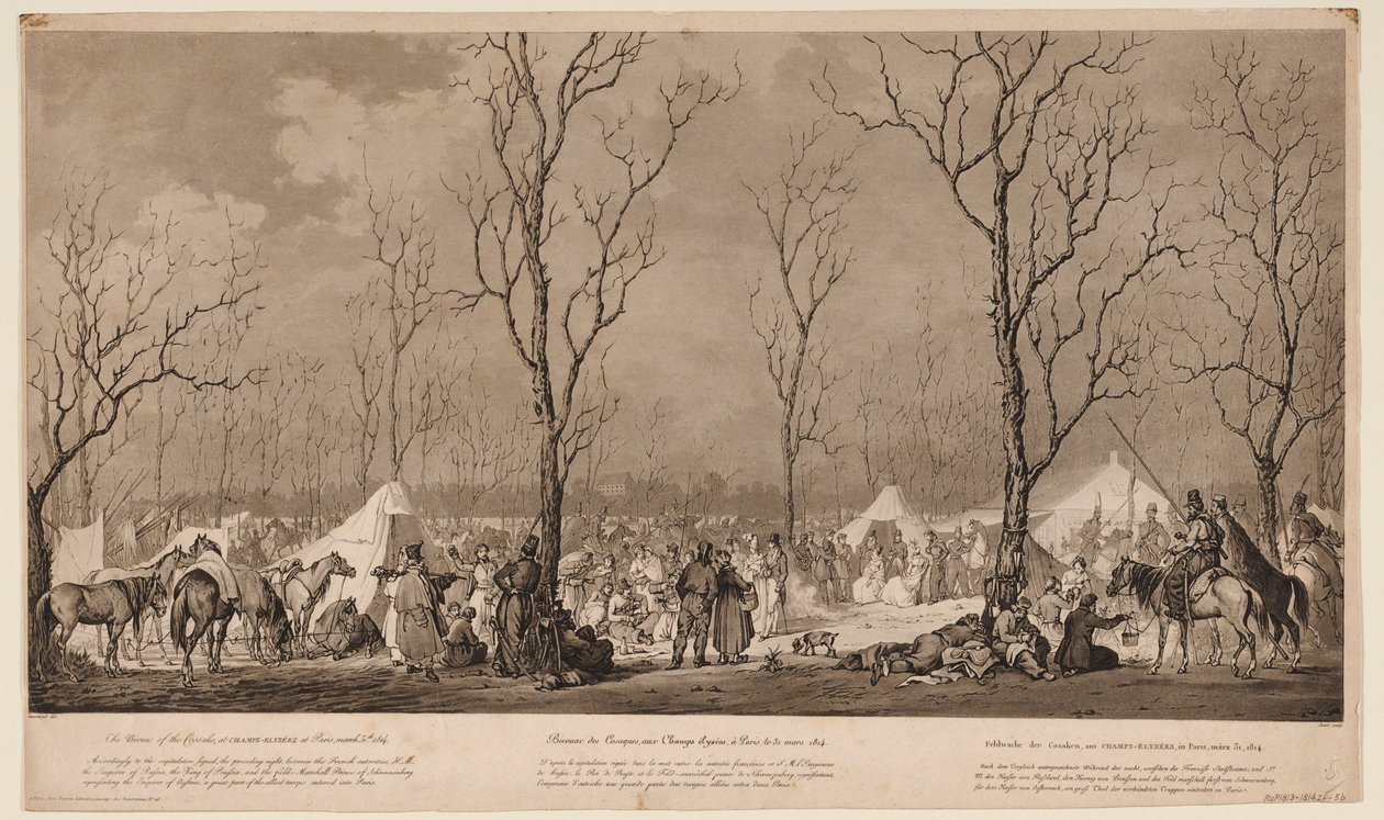 1814年3月，在巴黎香榭丽舍大街上的哥萨克人的野兽，1814年 作者 亚历山大·伊万诺维奇·绍尔维德