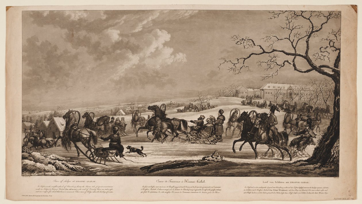 1814年，在Krasny Kabachok Little Red Tavern举行的雪橇赛 作者 亚历山大·伊万诺维奇·绍尔维德