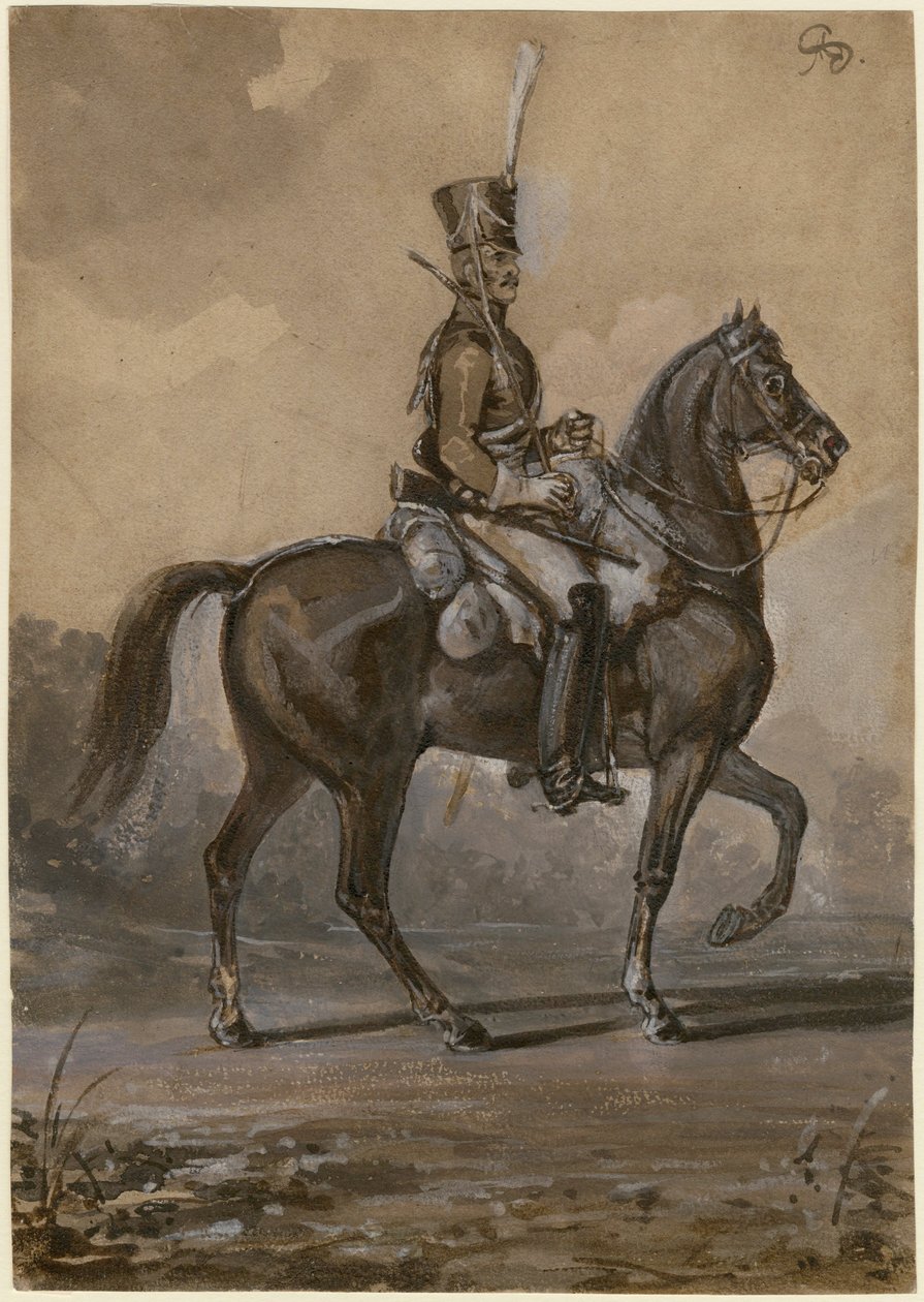 俄罗斯龙骑兵 - Sauerweid, Alexander Ivanovich (1783-1844) - 1820 - 纸上水彩 - 22,9x16,2 - 私人收藏 作者 亚历山大·伊万诺维奇·绍尔维德