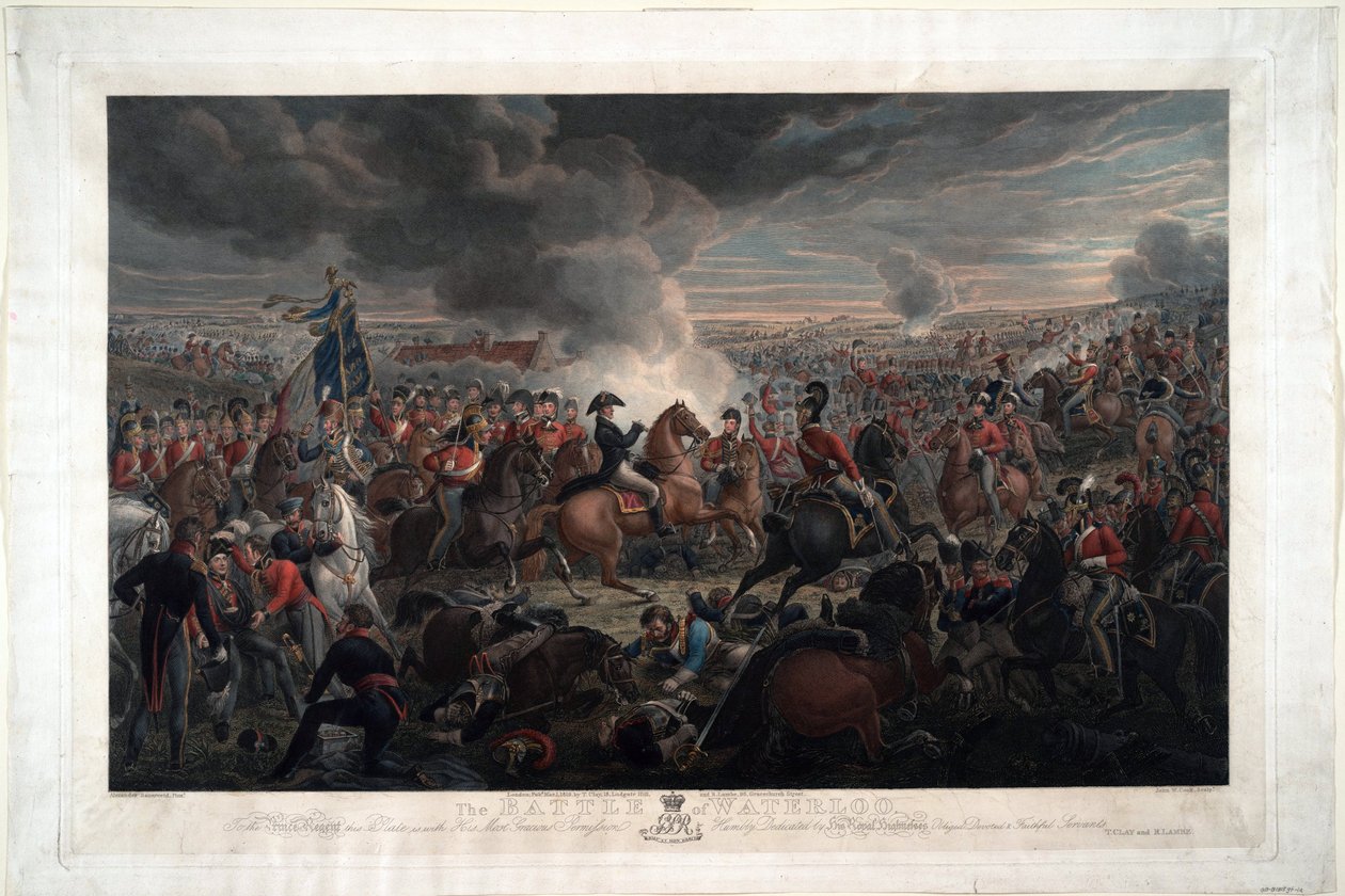 滑铁卢战役 - Sauerweid, Alexander Ivanovich (1783-1844) - 1819 - 蚀刻，水彩 - 61,6x91,3 - 私人收藏 作者 亚历山大·伊万诺维奇·绍尔维德