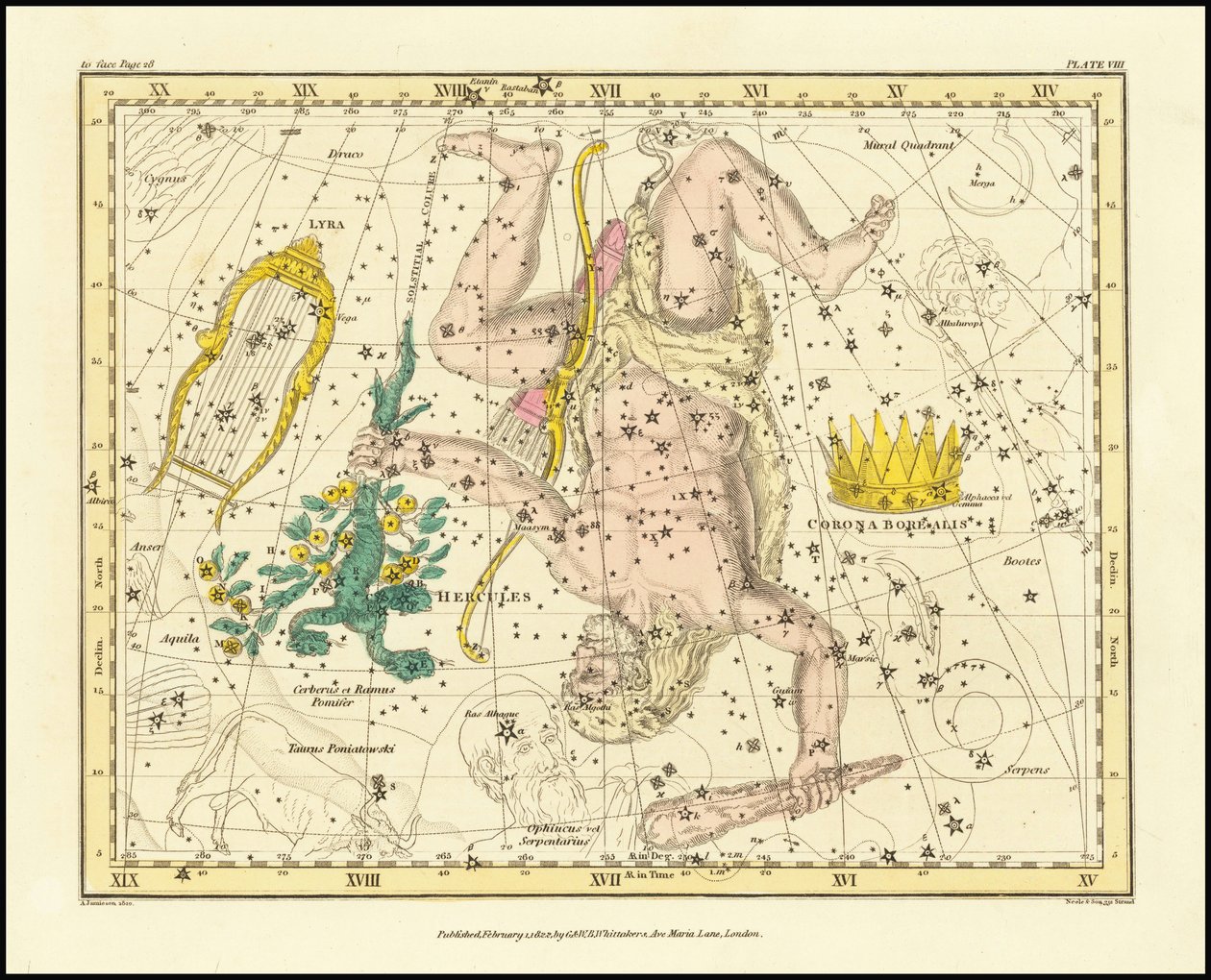 1822 - 亚历山大-贾米森 - 北冕、海格力斯、地狱犬和天琴座 作者 亚历山大·杰米森