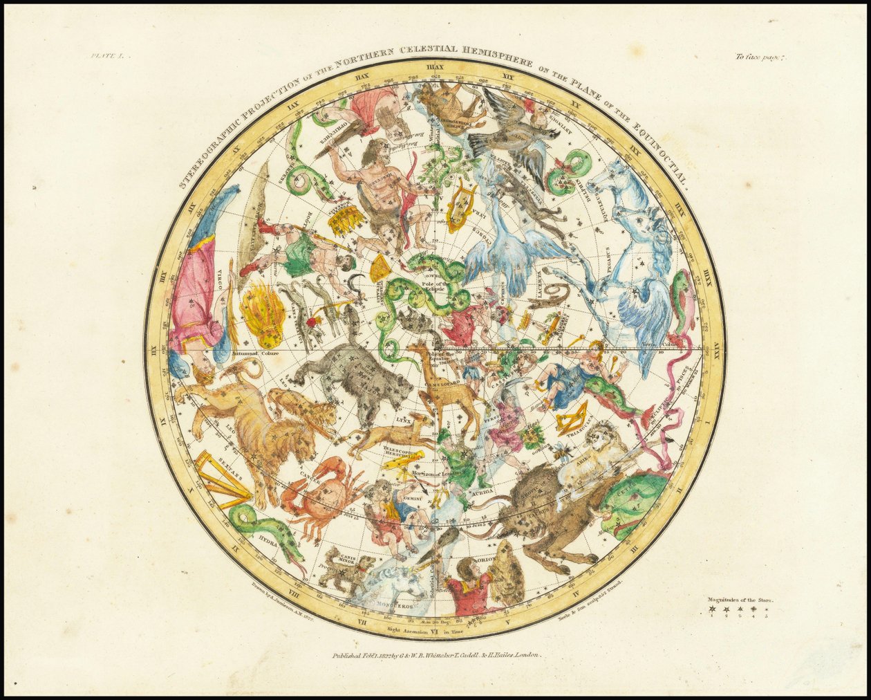 1822 - 亚历山大-贾米森--北半球立体投影图 作者 亚历山大·杰米森