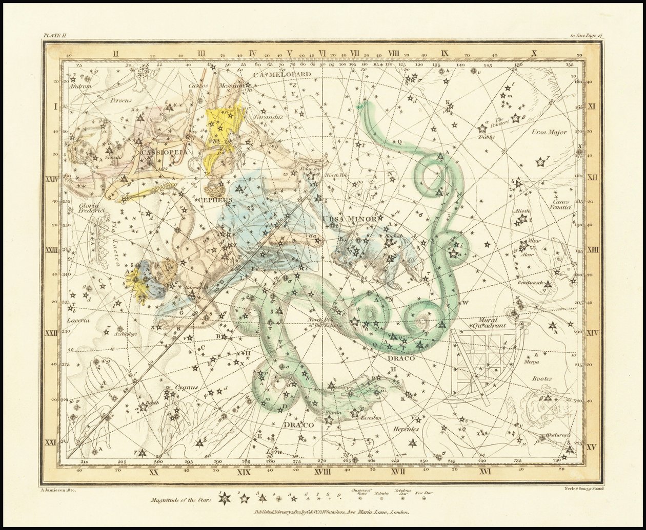 1822 - Alexander Jamieson - 小熊座 - 小熊座还显示仙后座、天龙座和仙王座 作者 亚历山大·杰米森