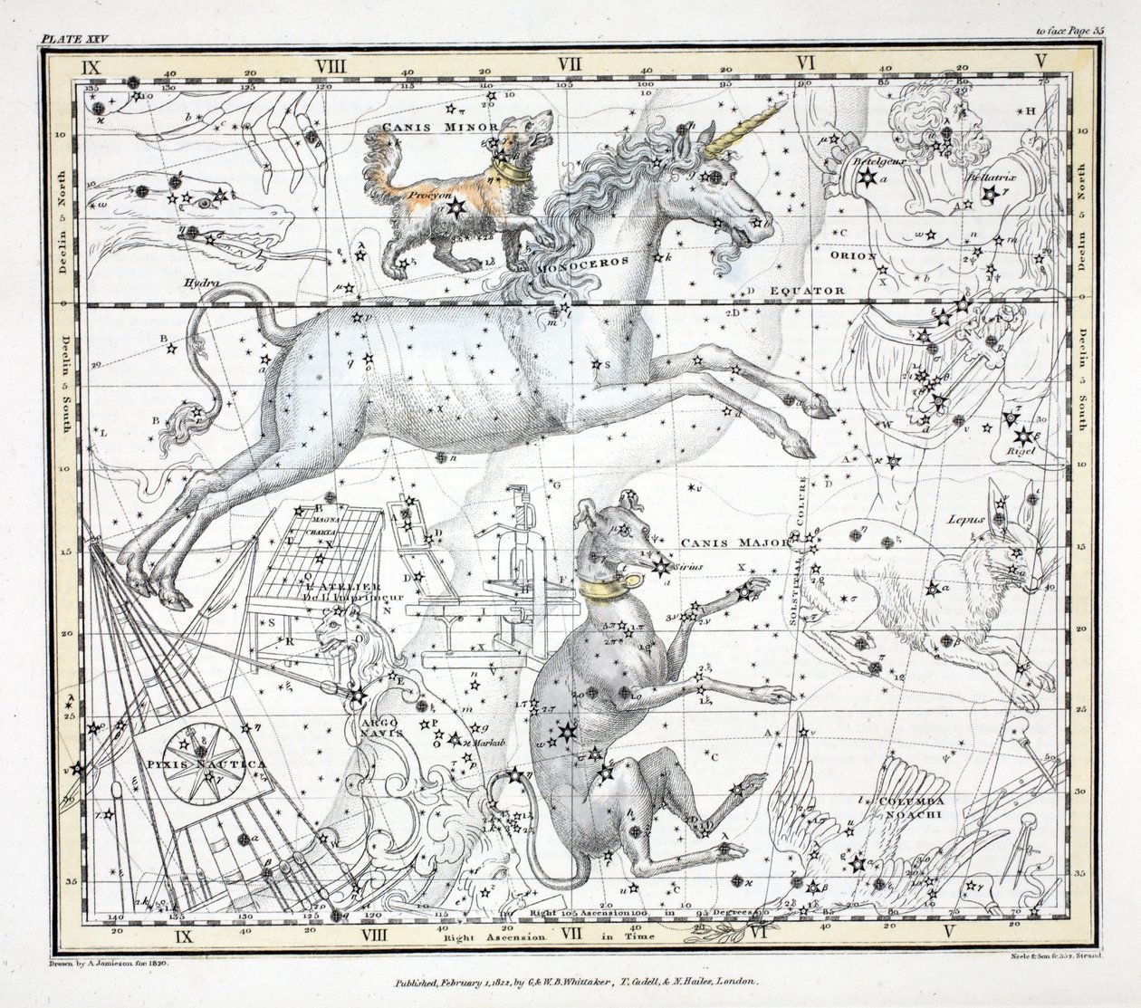 The Constellations (Plate XXV) Canis Major、Canis Minor、Monoceros、Argo Navis、l