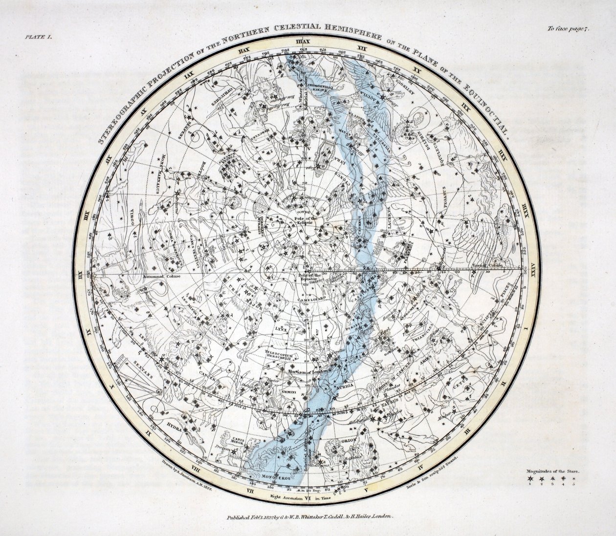 北半球，来自Alexander Jamieson，酒吧的&39;A Celestial Atlas&39;。伦敦1822年（手工彩色雕刻） 作者 亚历山大·杰米森