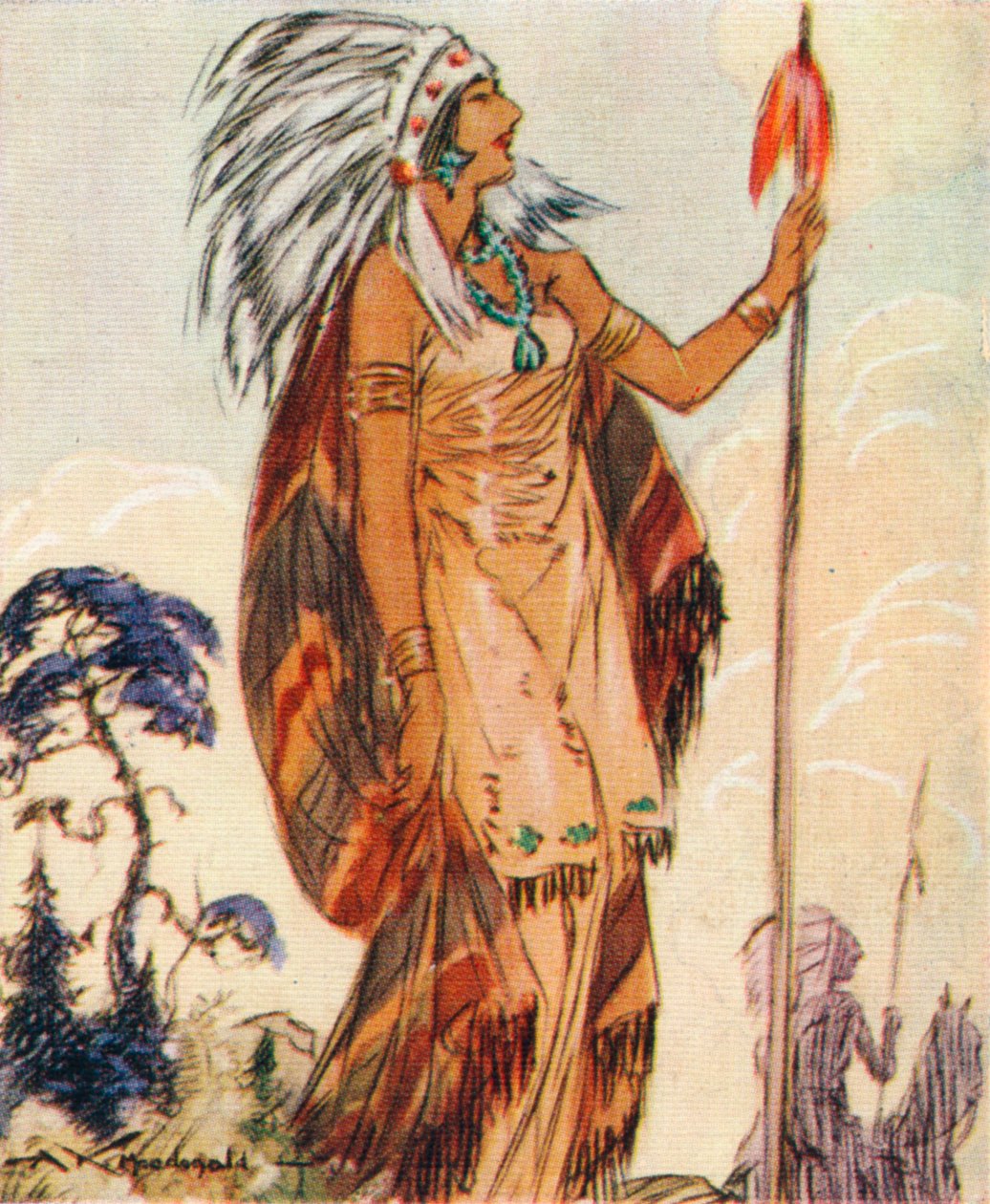 Pocahontas，美国原住民首领女儿，拯救了约翰·史密斯，1937年 作者 亚历山大·麦克唐纳