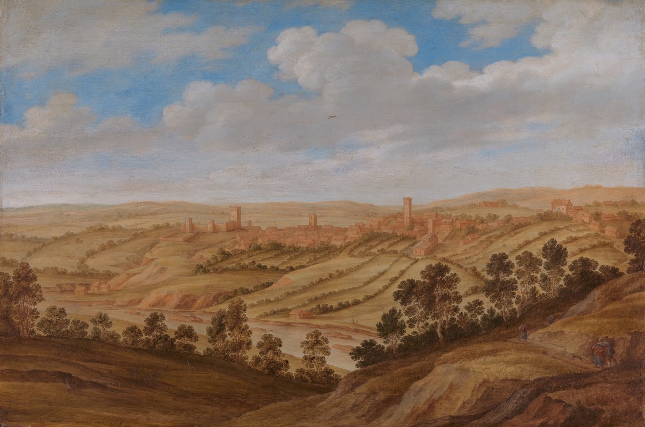 里士满城堡，约克郡，1639年。 作者 亚历山大·基林克斯（Alexander Keirincx）