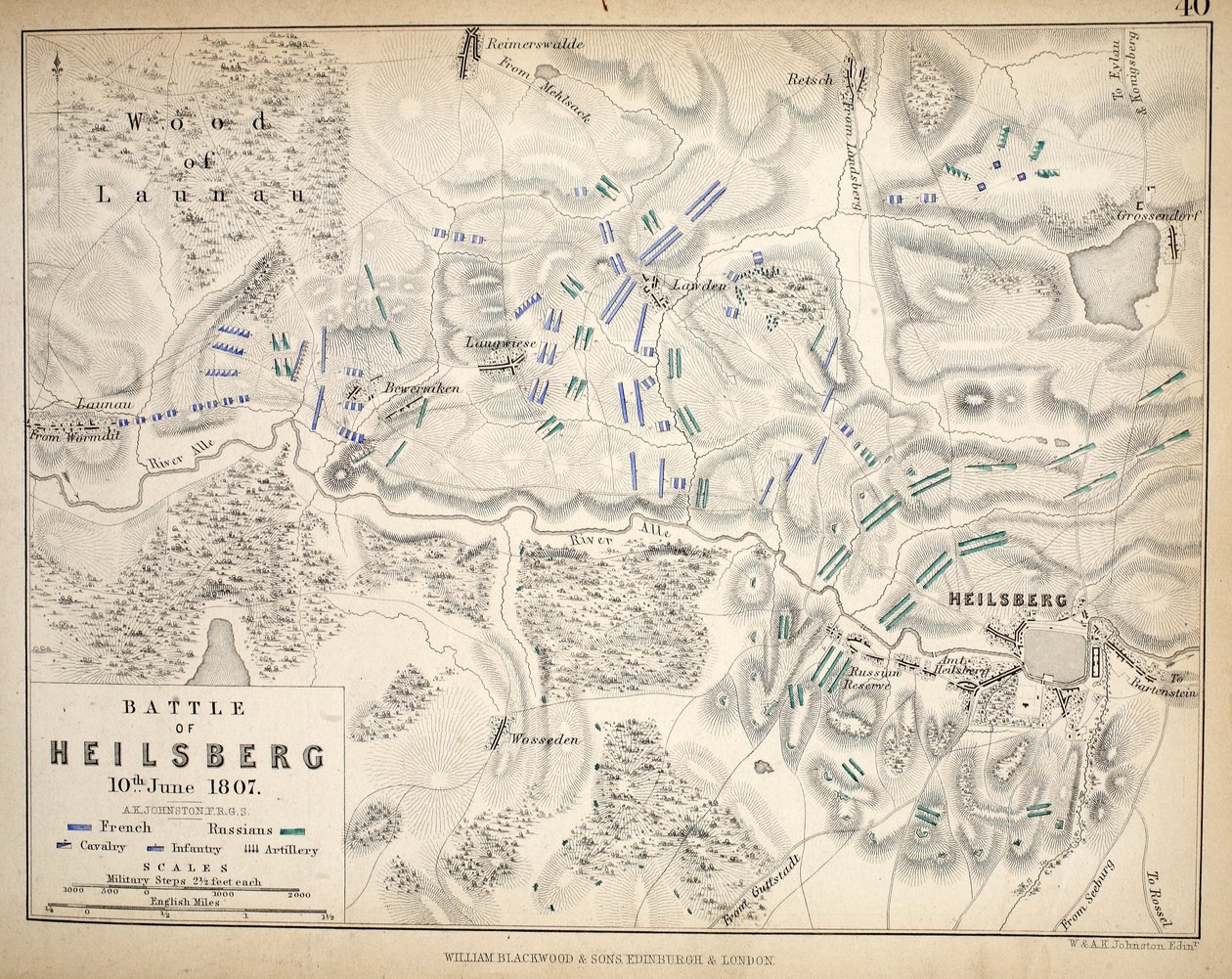 Heilsberg地图，由威廉·布莱克伍德和儿子出版，爱丁堡和伦敦，1848年（手工彩色雕刻） 作者 亚历山大·基思·约翰斯顿