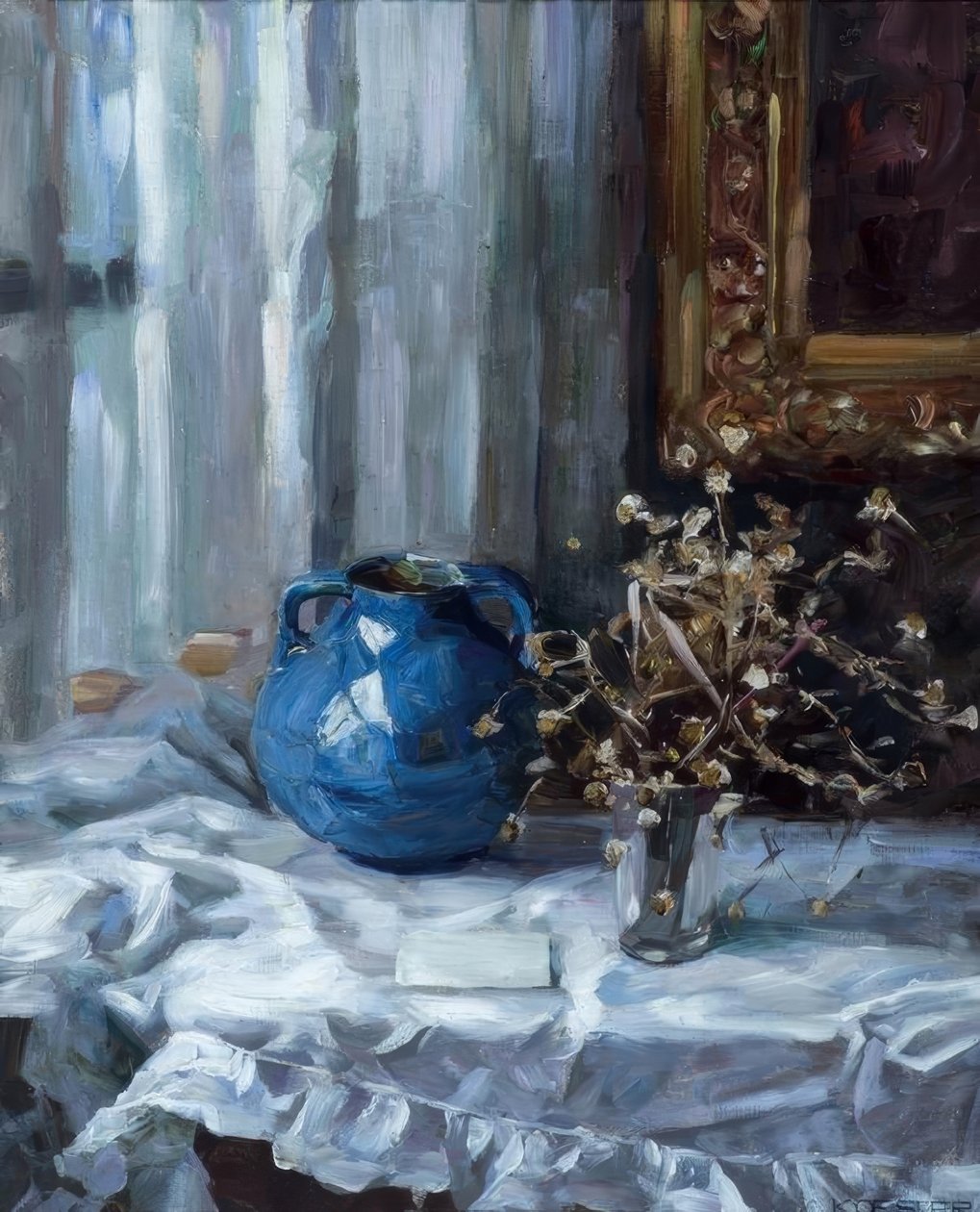A.Koester，静物与蓝色花瓶 作者 亚历山大·科斯特