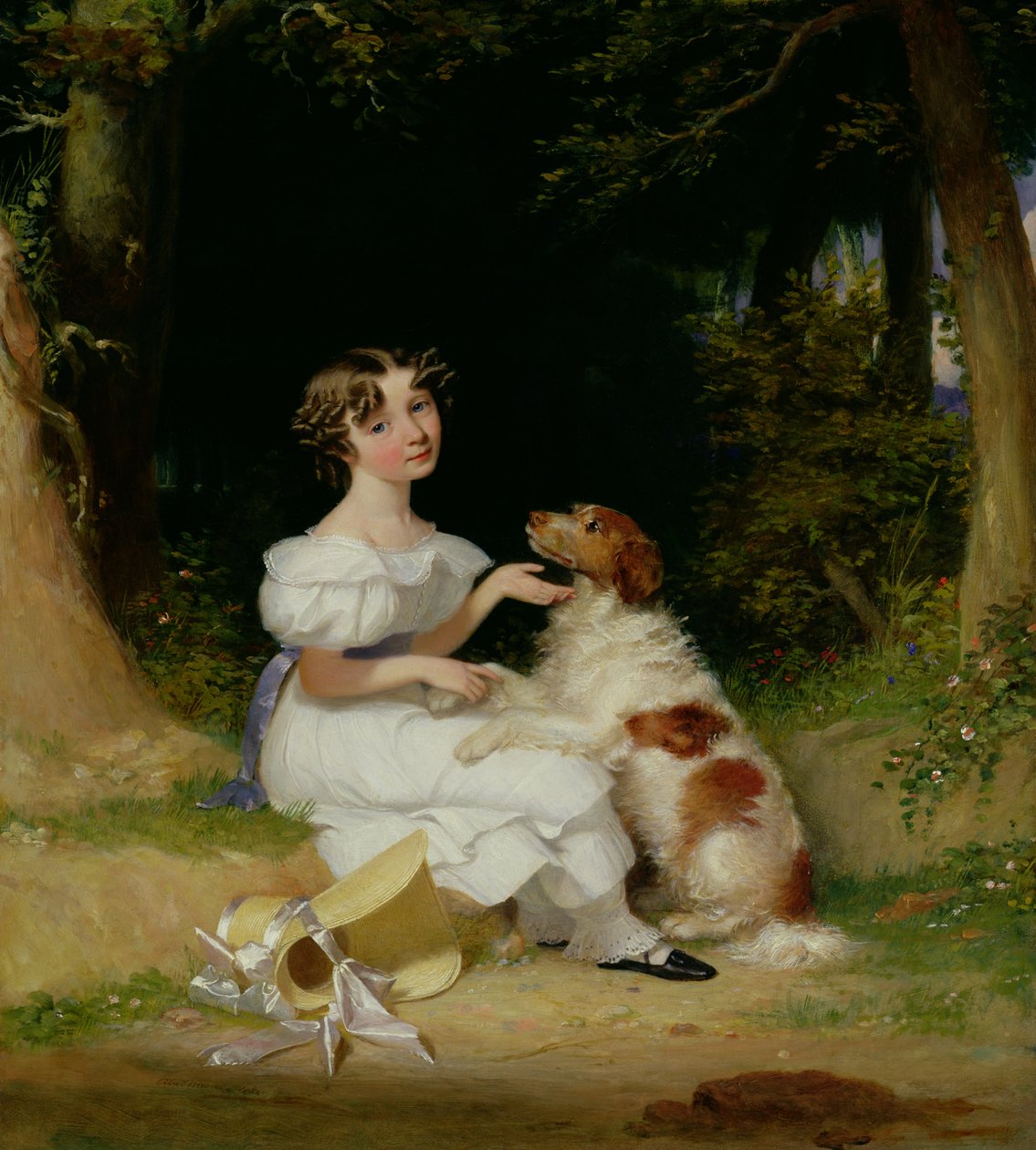 一个年轻女孩和她的小猎犬 作者 亚历山大·摩西