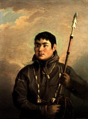 爱斯基摩捕鲸者的肖像，约翰-萨切斯（布面油画）。 作者 亚历山大·纳斯米斯