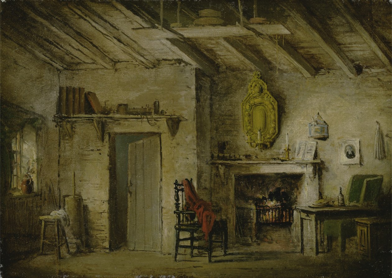 院长的小屋，“中洛锡安之心”的舞台设计，约1819年（布面油画） 作者 亚历山大·纳斯米斯
