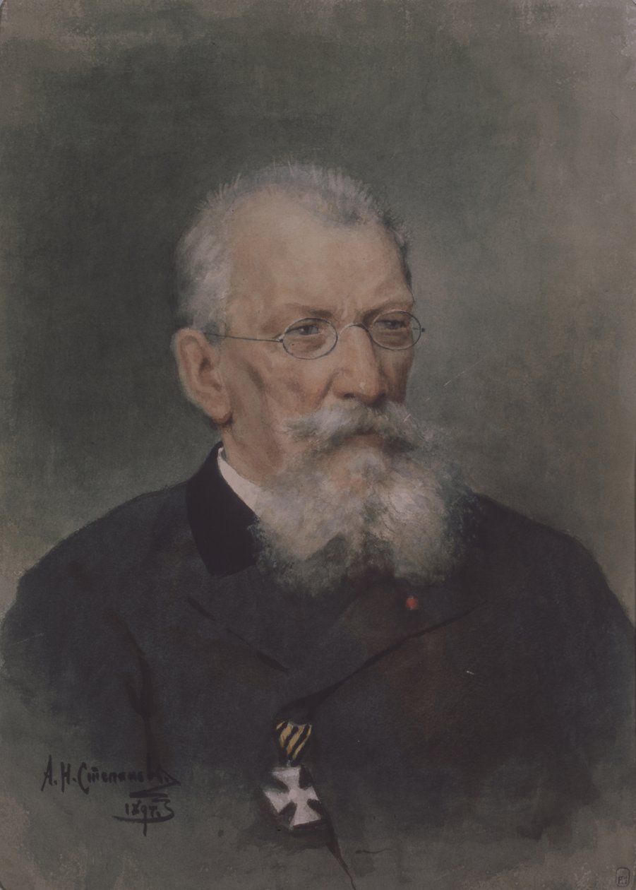 艺术家Pyotr P. Sokolov的画像 1821-1899年 作者 亚历山大·尼古拉耶维奇·斯捷潘诺夫
