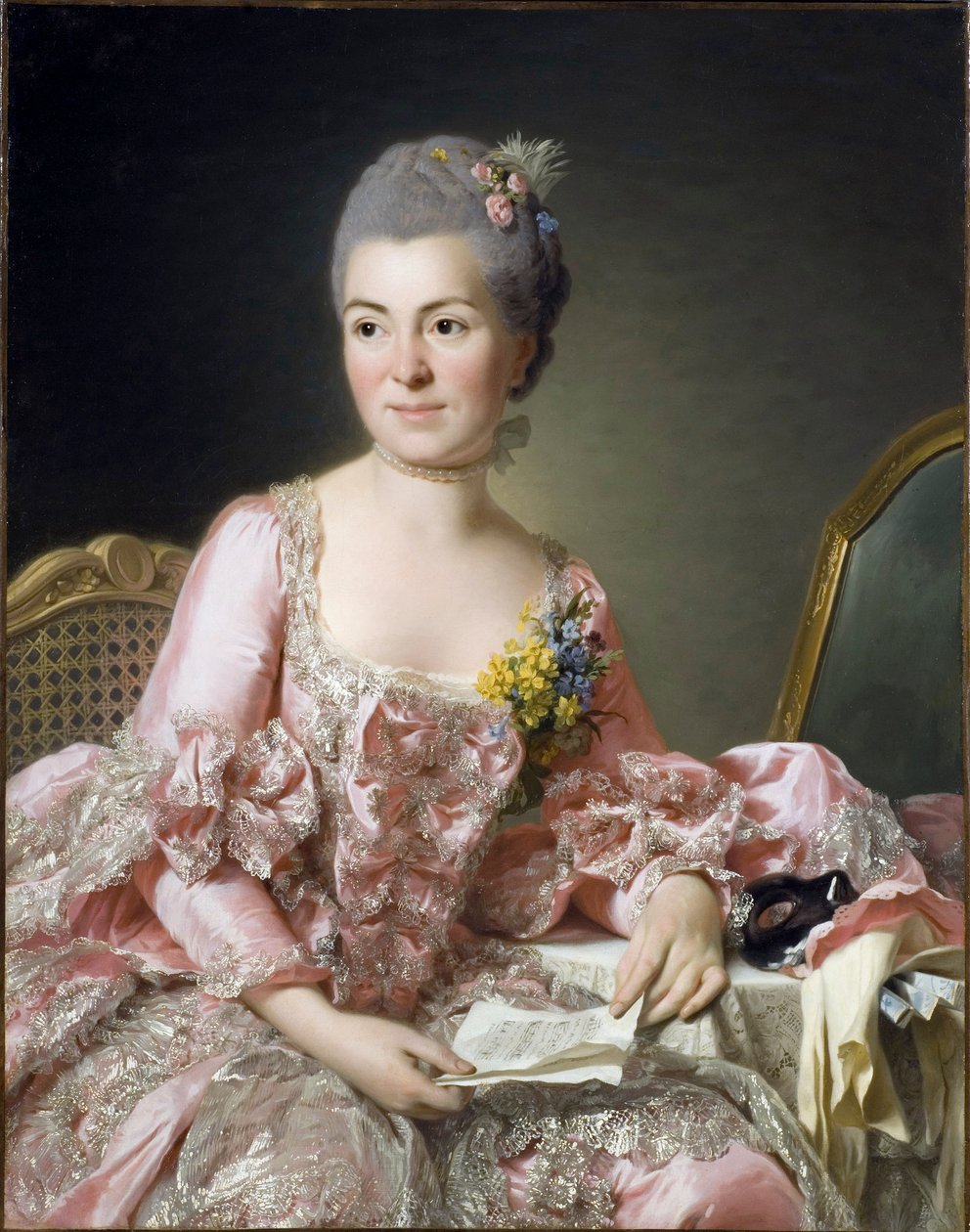 玛丽-苏珊娜(Marie-Suzanne)-吉鲁斯特的肖像，罗斯林夫人(1734-1772)的画作，罗斯林，亚历山大(Alexandre)(1718-1793) 作者 亚历山大·罗斯林