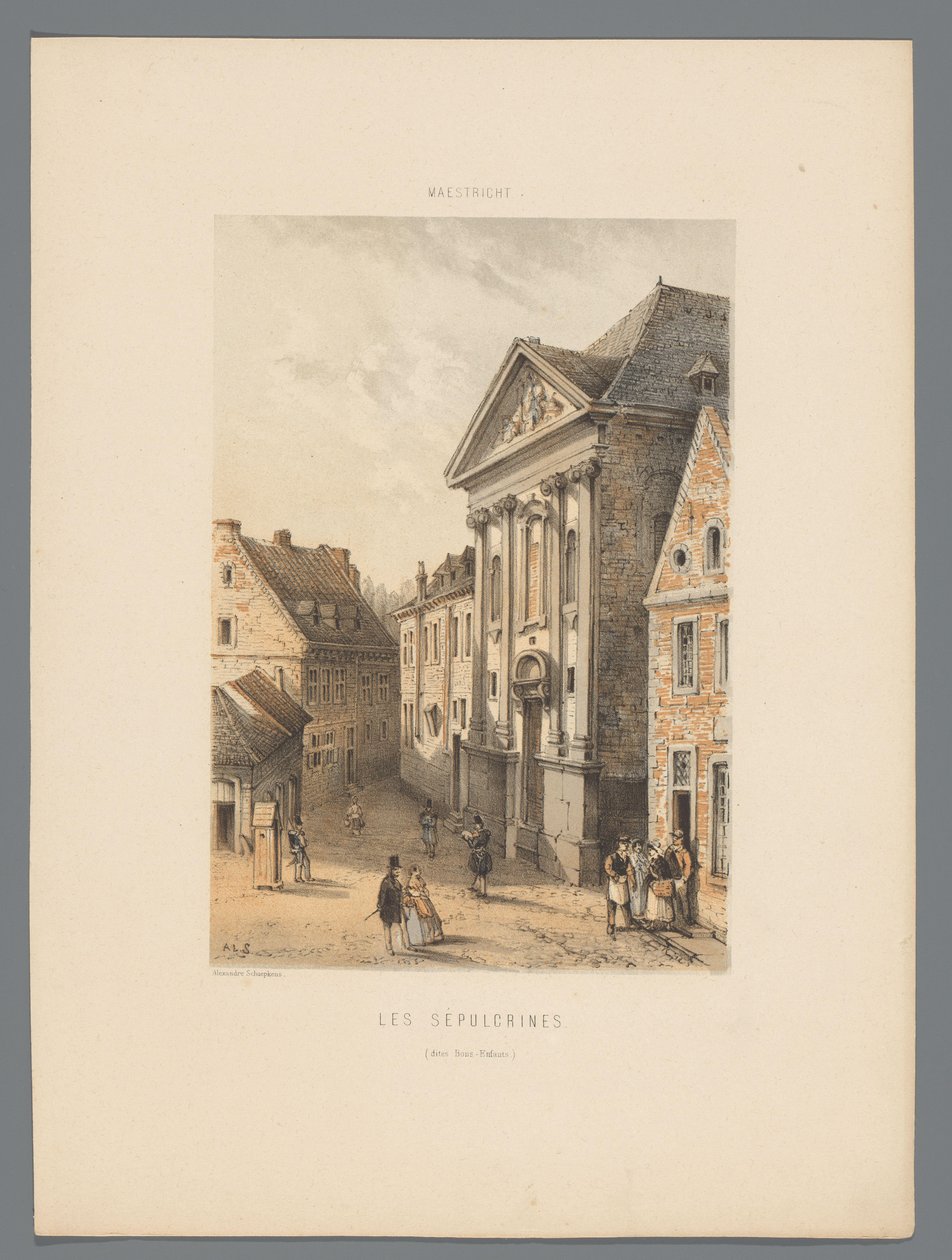马斯特里赫特的 Bonnefanten 回廊
Les sépulcrins (dites Bons-Enfants)（物品上的标题）
马斯特里赫特古迹（系列标题） 作者 亚历山大·舍普肯斯