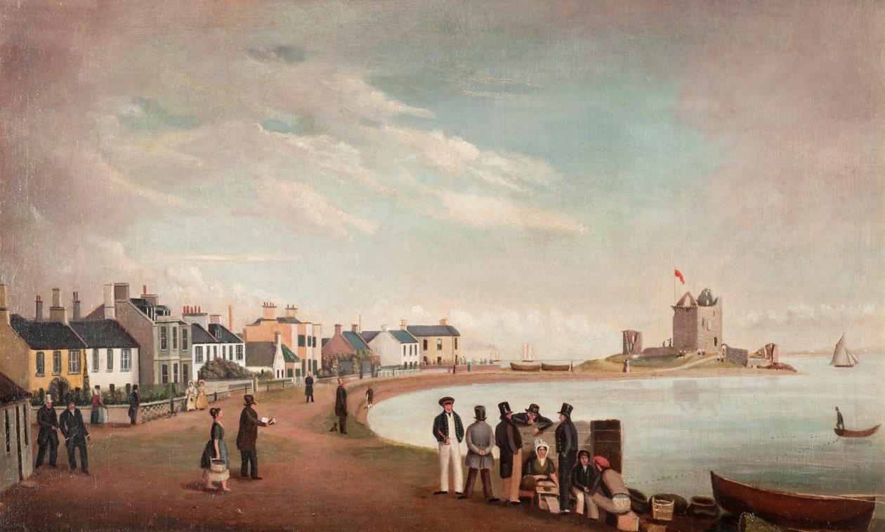 海滩新月和布劳迪城堡，约 1835 年（布面油画） 作者 亚历山大史密斯