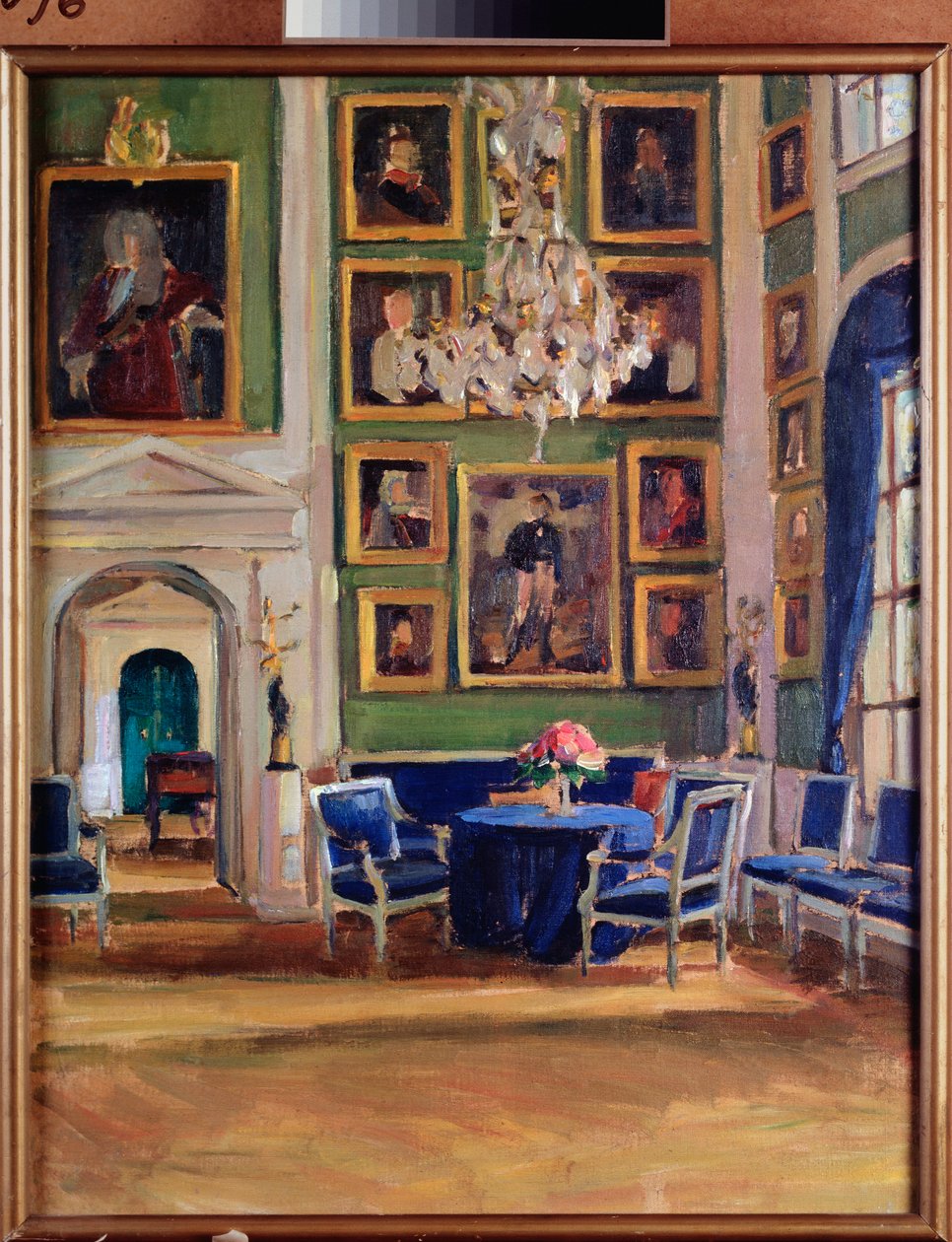 在接待室里 - Alexander Valentinovich Sredin（斯雷丁）（1872-1934 年）的作品，板上油画 - 俄罗斯艺术，19 世纪末 20 世纪初，现代主义 - A 普希金纪念博物馆，圣彼得堡 作者 亚历山大·斯雷丁