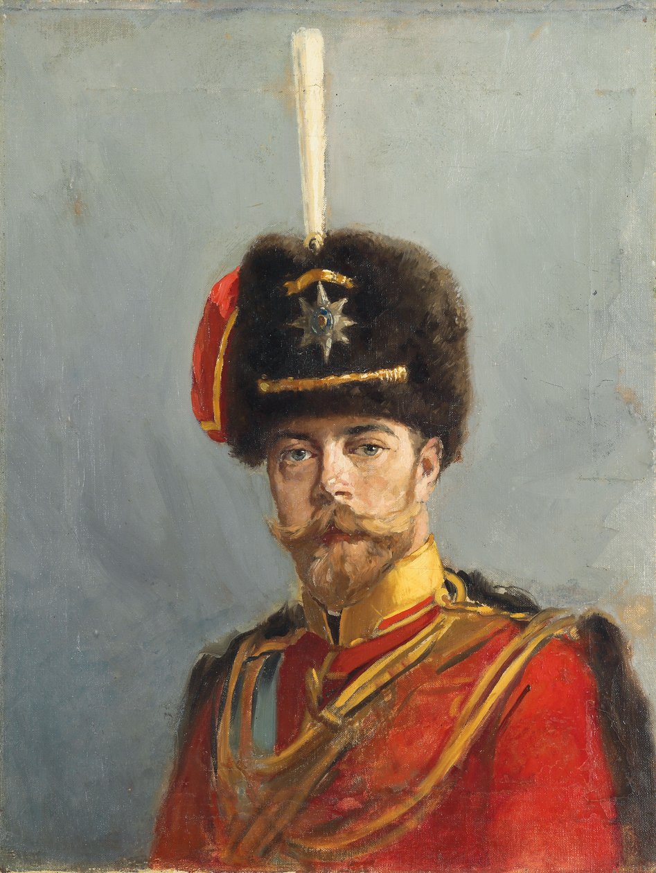 卫兵轻骑兵团团长尼古拉斯二世皇帝肖像研究，约1908年 作者 亚历山大·弗拉基米罗维奇·马科夫斯基