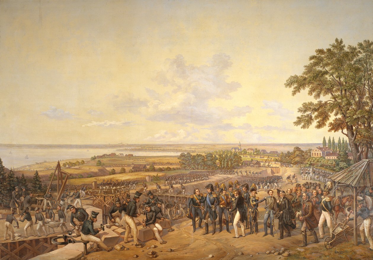 瑞典国王卡尔十四世（1763-1844）1856年1819年参观伯格运河船闸 作者 亚历山大·威特林