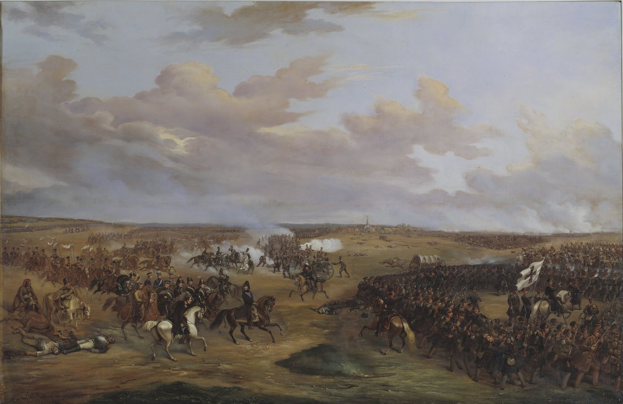 La bataille de Dennewitz (Allemagne), le 6 septembre 1813 - 1813年9月6日的Dennewitz之战，作者Wetterling, Alexander (1796-1858)。布面油画 作者 亚历山大·威特林