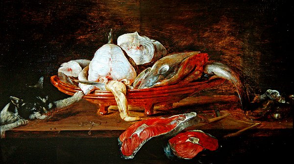 静物与鱼 作者 亚历山大·范·阿德里亚森（Alexander van Adriaenssen）