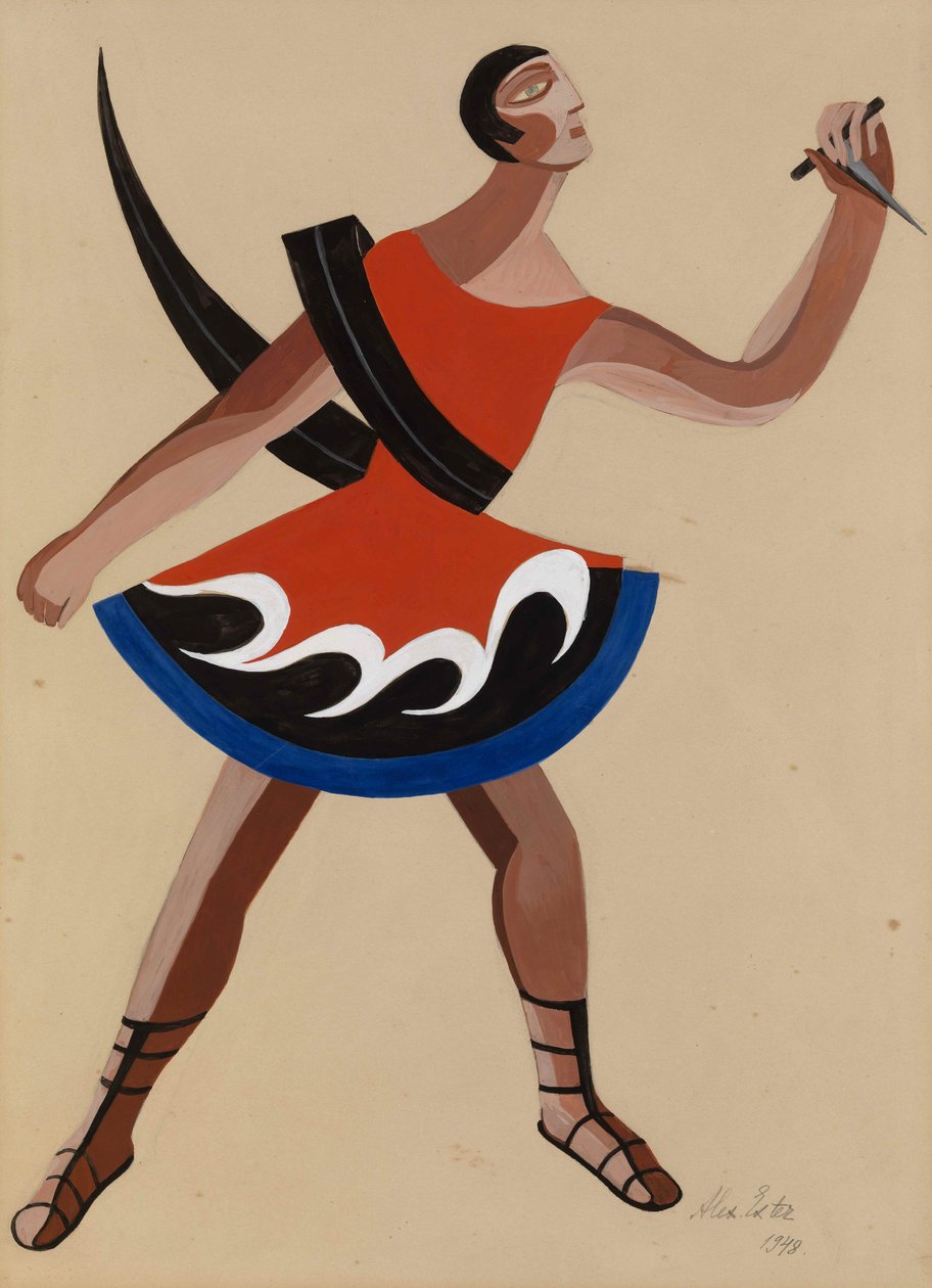 欧里庇得斯的戏剧《腓尼基妇女的服装》设计，1948年 作者 亚历山德拉·亚历山德罗夫娜·埃克斯特