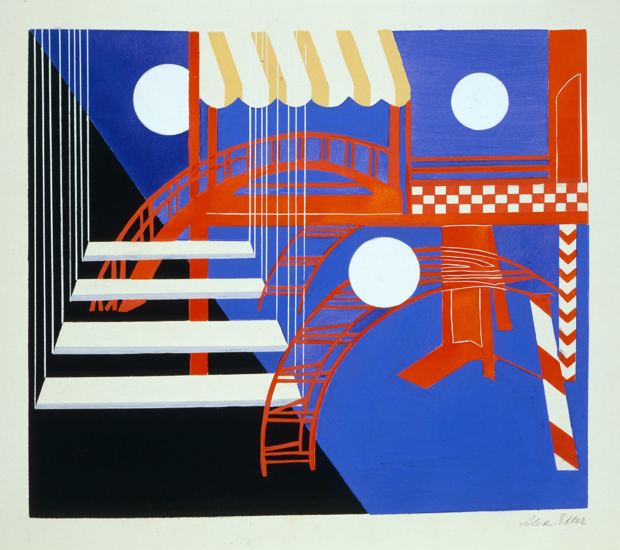 实验性布景设计》，插图选自亚历山德拉-埃克斯特的作品《剧院模型》，1920 年代出版（平版）。 作者 亚历山德拉·亚历山德罗夫娜·埃克斯特