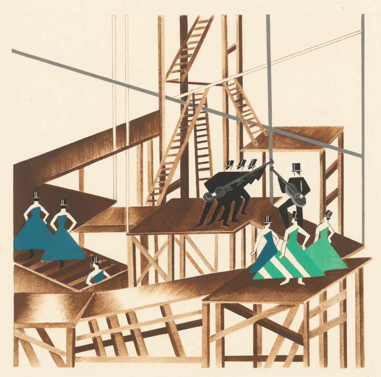 Décors de Théâtre》作品集的场景设计，1930年。 作者 亚历山德拉·亚历山德罗夫娜·埃克斯特
