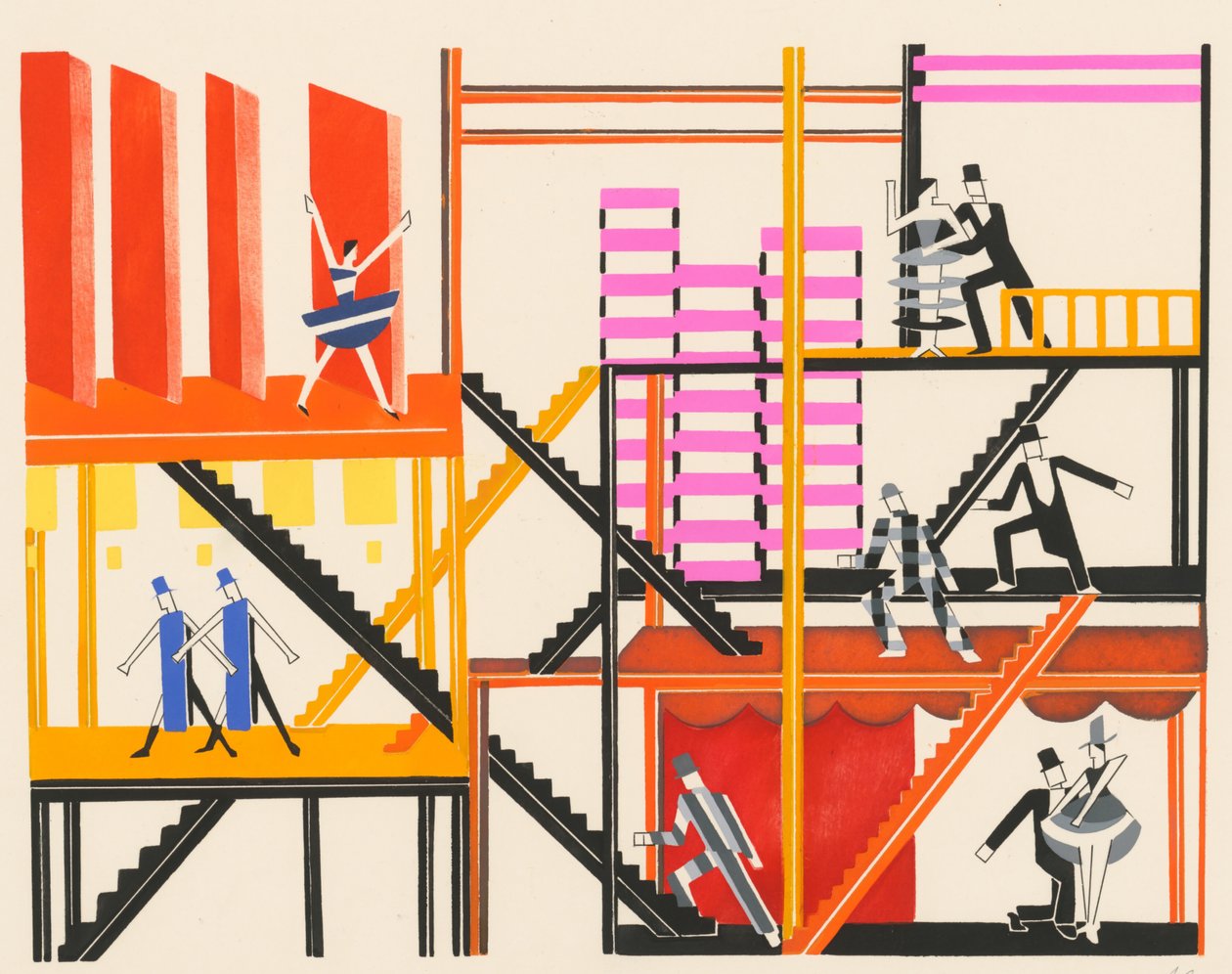 Décors de Théâtre》作品集的场景设计，1930年。 作者 亚历山德拉·亚历山德罗夫娜·埃克斯特