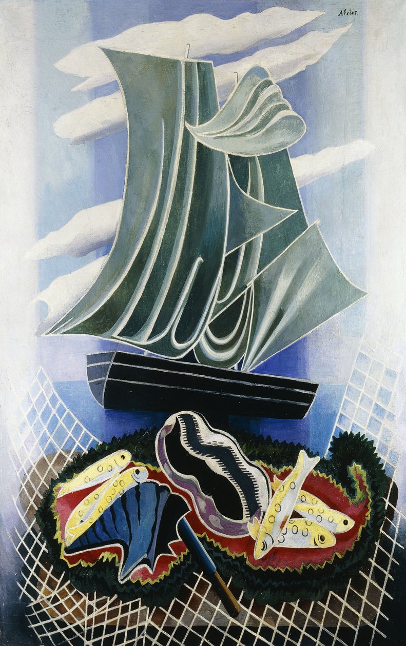 小舟; Le Bateau，c.1936（布面油画） 作者 亚历山德拉·亚历山德罗夫娜·埃克斯特