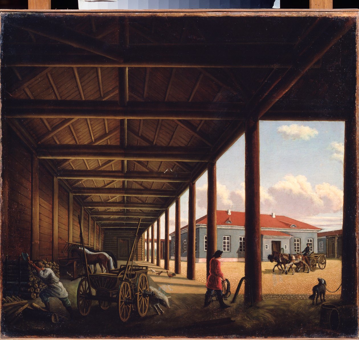 Station de diligence (Stagecoach Station) - Peinture de Alexandra Alexeyevna Venetsianova (1816-1882), huile sur toile, art russe 19th siecle - Regional Art Gallery, Tver (Russie) 作者 亚历山德拉·阿列克谢耶芙娜·维内西亚诺娃