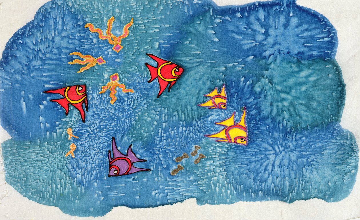 鱼，1999（彩绘丝绸） 作者 亚历山德拉·考恩（Alexandra Cowan）