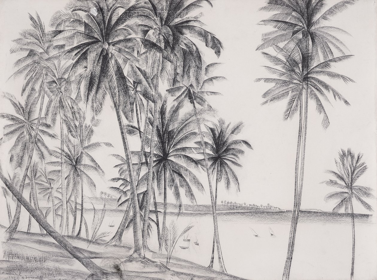 Mossuril，莫桑比克，1925年（黑色粉笔在纸上） 作者 亚历山德拉·艾考夫列夫（Alexandre Iacovleff）