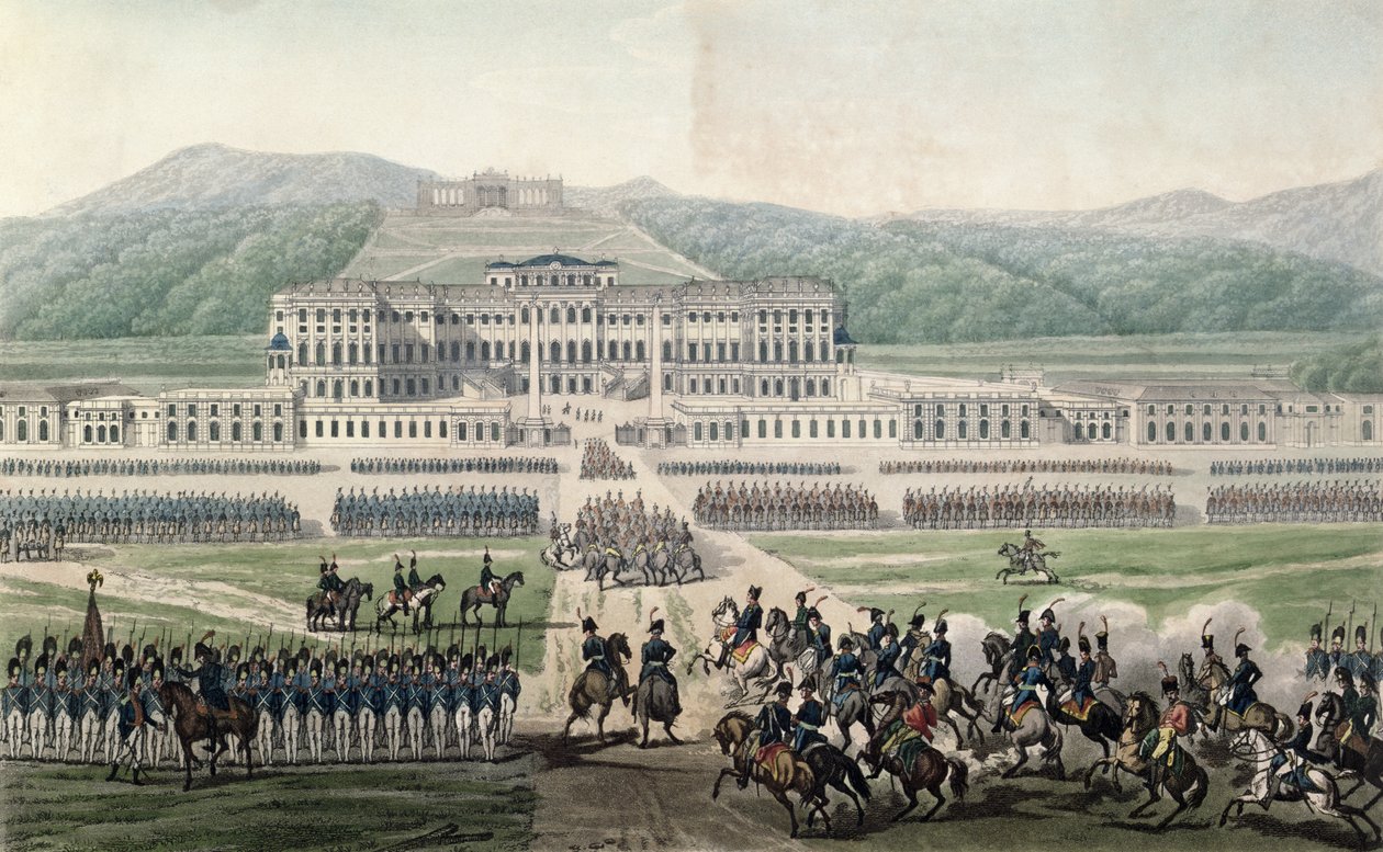拿破仑波拿巴（1769-1821）抵达Schloss Schonbrunn，由Aubertin刻，1820年 作者 亚历山大·德拉波德