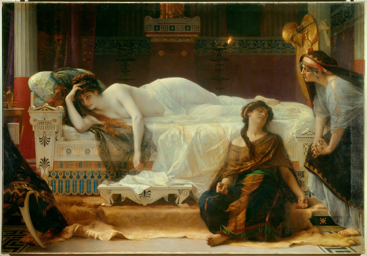 Phedre Phedre, in love with her son-in-law Hippolyte, is in despair. Painting by Alexandre Cabanel (1823-1889) 作者 亚历山大·卡巴内尔（Alexandre Cabanel）