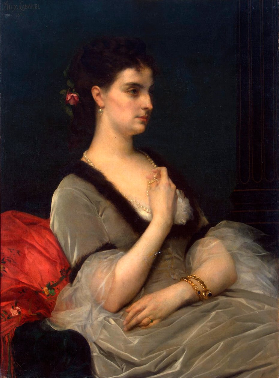 伊丽莎白-沃隆佐娃-达什科娃公主的肖像》，1873年。 作者 亚历山大·卡巴内尔（Alexandre Cabanel）