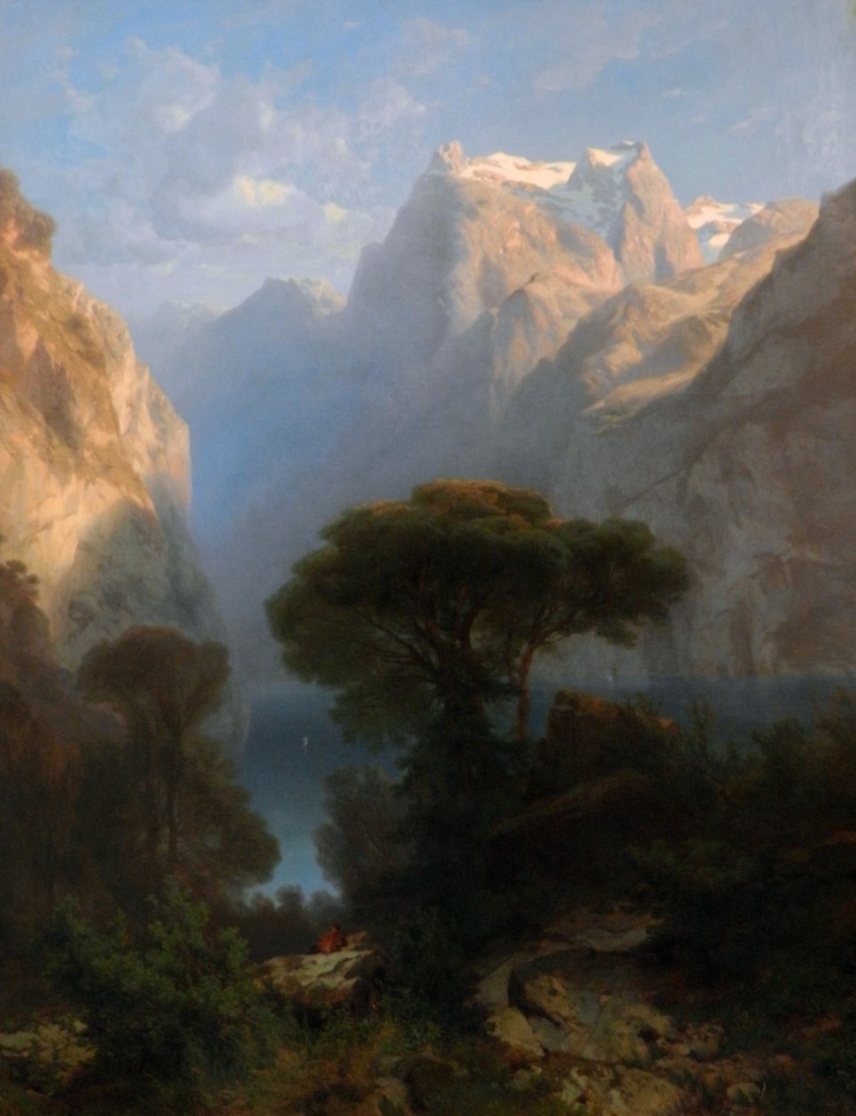 德语: 卢塞恩湖景区（1853 年） 作者 亚历山大卡拉梅