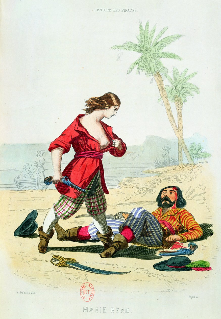 Mary Read（d.1720）来自P. Christian的&39;Histoire des Pirates&39;，由A.Catel，1852年刻。 作者 亚历山大·德贝勒（Alexandre Debelle）