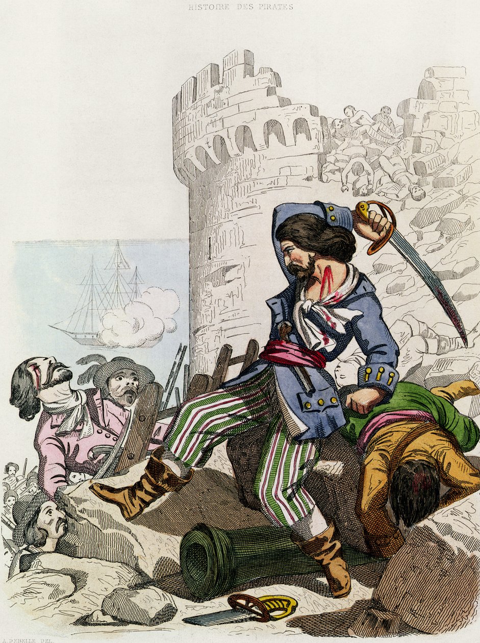 The Chevalier de Gramont，来自P. Christian的&39;Histoire des Pirates&39;，由A. Catel雕刻，1852年 作者 亚历山大·德贝勒（Alexandre Debelle）
