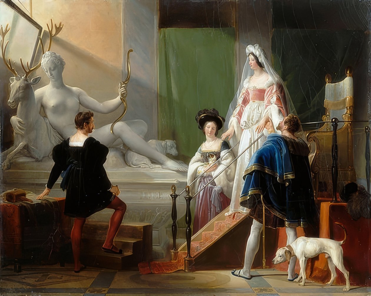 黛安·德·普瓦捷（Diane de Poitiers）参观让·古洪（Jean Goujon）的工作室 作者 亚历山大·埃瓦里斯特·弗拉戈纳尔