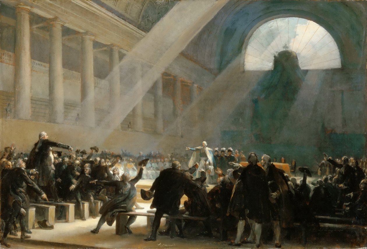 米拉波（Mirabeau）在1789年6月23日的国民议会会议上答应德勒-布雷泽 作者 亚历山大·埃瓦里斯特·弗拉戈纳尔