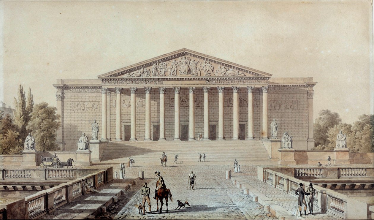 国民议会或波旁宫项目，埃瓦里斯特·弗拉戈纳尔（Evariste Fragonard，1780-1850 年）19 世纪巴黎，波旁宫（Palais du Corps Legislatif）绘图 作者 亚历山大·埃瓦里斯特·弗拉戈纳尔