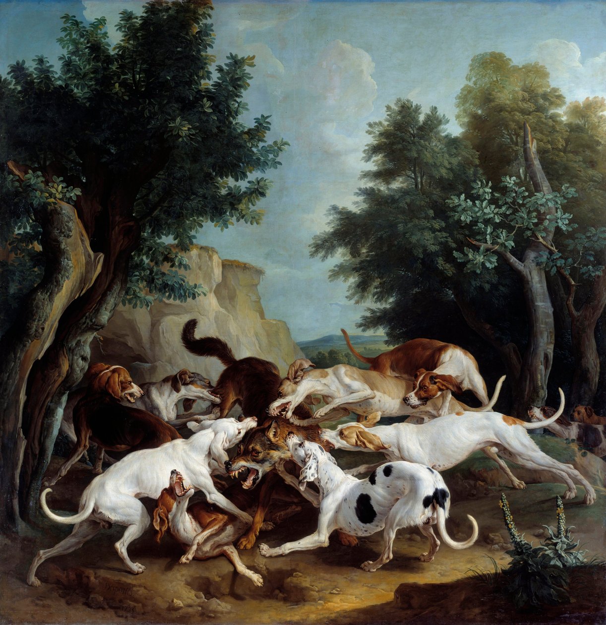 Wolf Hunt 绘画 Francois Desportes (1661-1743) 1725 年 3,36x3,32 m 驯鹿，Musee des Beaux Arts 作者 亚历山大·弗朗索瓦·德斯波特
